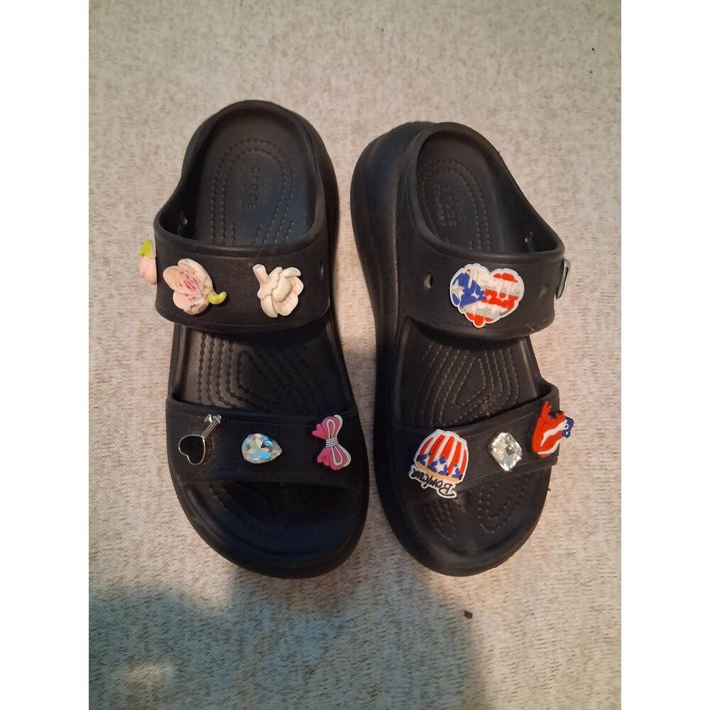 Black Crocs Sandals with Jibbitz Charms
